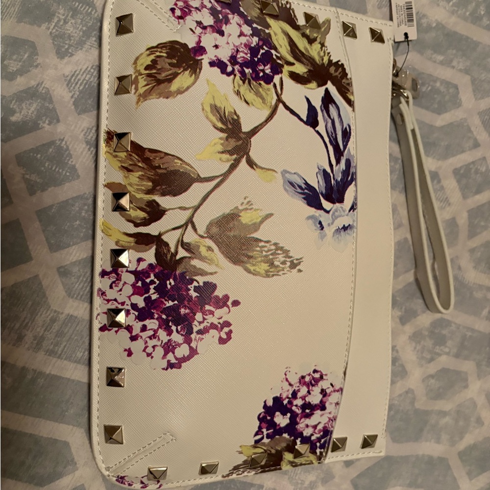 White House Black Market Floral Studded Clutch